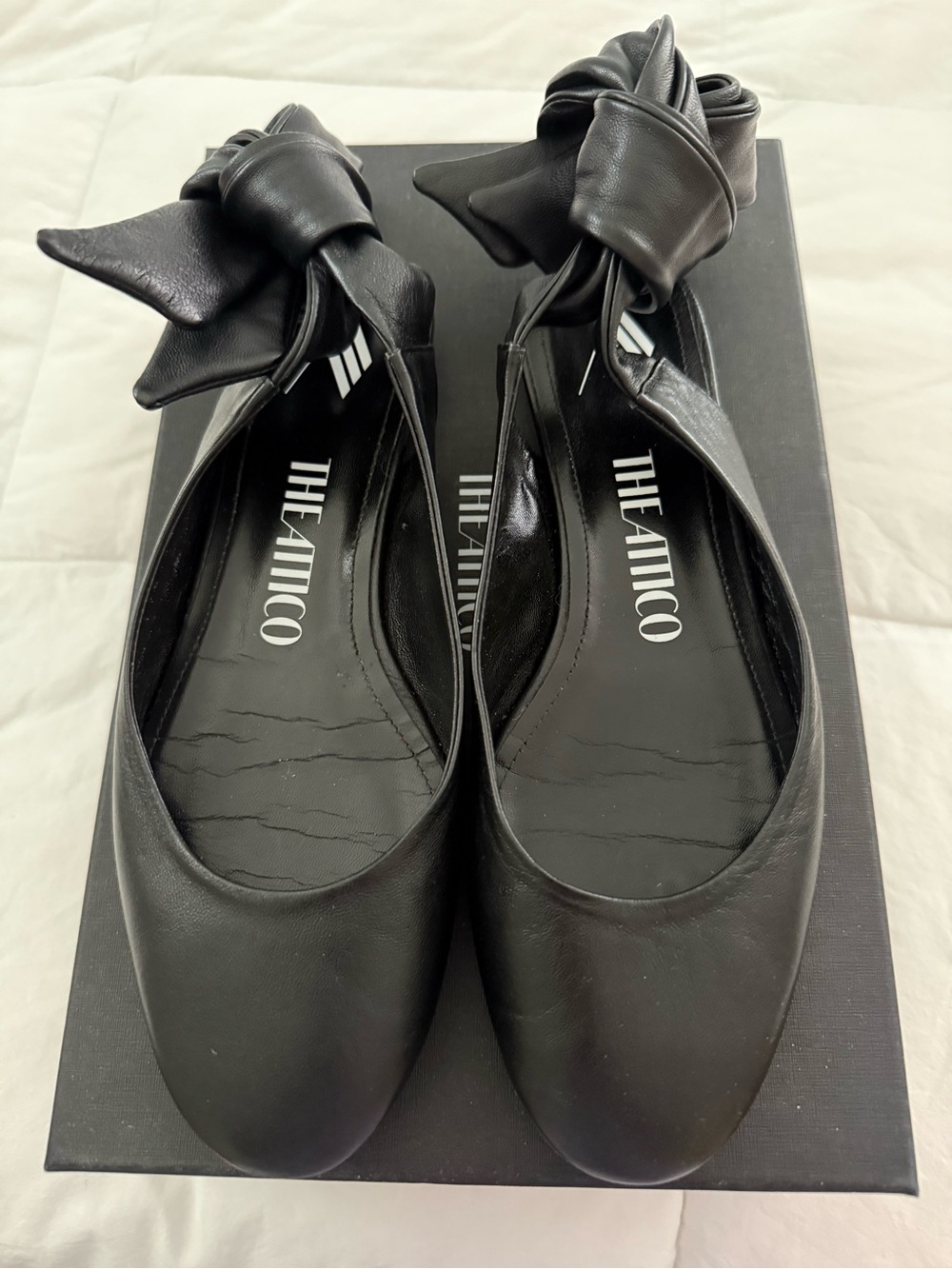 The Attico Chloe Black Leather Ballet Flats